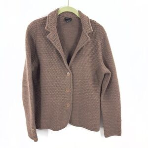 Talbots Merino Wool Cardigan Sweater Women Medium Brown Chunky Quiet Luxury Cozy